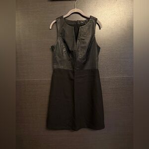 Theory Black Sleeveless Dress leather top